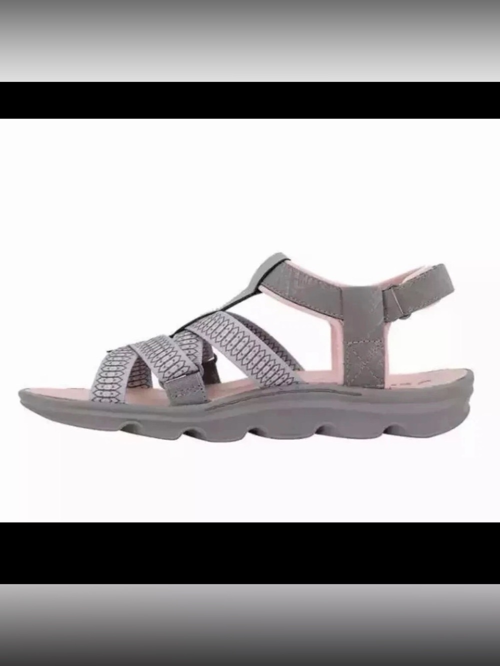 Jsport Kaia Women's Black Strap Sandal, Grey/Pink Size 8 M US